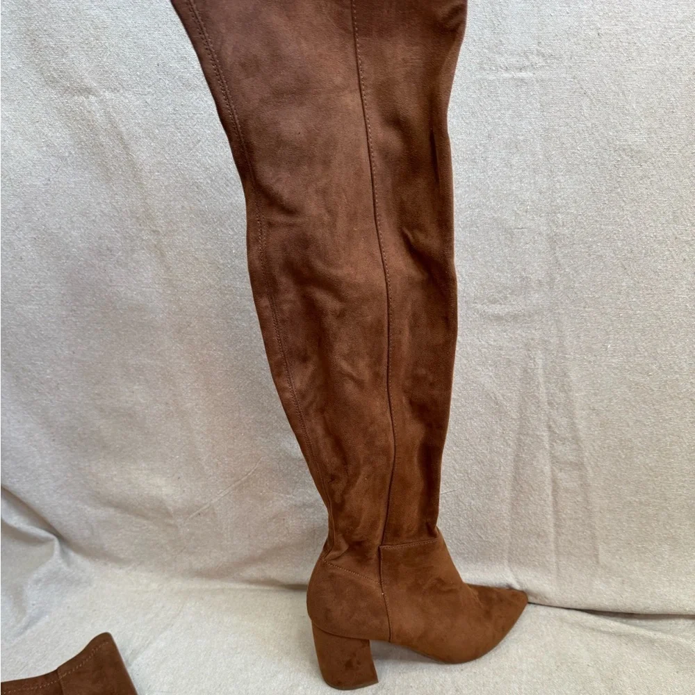 Steve Madden Women's Over the Knee Nifty Boots Brown Faux Suede Size 7M